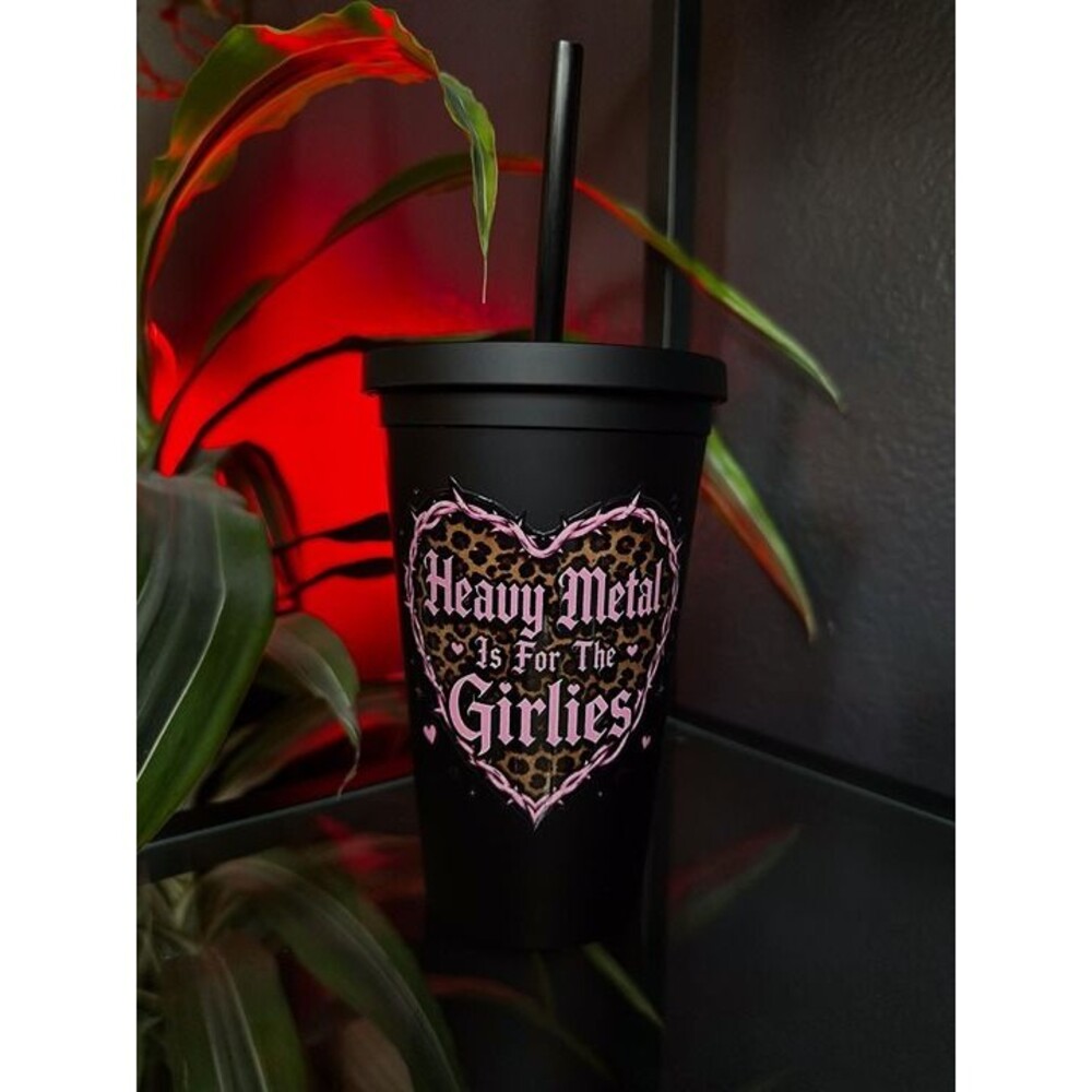 Heavy Metal Is For The Girlies Tumbler, Goth Leopard Print Cup, Alternative Girl